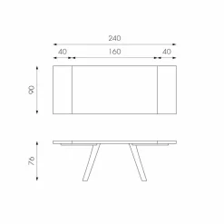 Viadurini Living Ausziehbare Esstische-Ausziehbarer Tisch aus Furnierholz Eiche und Metall schwarz Travis