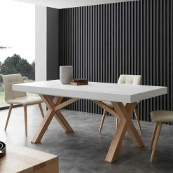 Viadurini Living Ausziehbare Esstische-Ausziehbarer Tisch aus Massivholz weiß  Rico