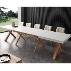 Viadurini Living Ausziehbare Esstische-Ausziehbarer Tisch aus Massivholz weiß  Rico