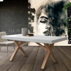 Viadurini Living Ausziehbare Esstische-Ausziehbarer Tisch aus Massivholz weiß  Rico