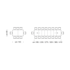 Viadurini Living Ausziehbare Esstische-Ausziehbarer Tisch aus Melaminholz bis zu 470 cm, hergestellt in Italien – Gordito