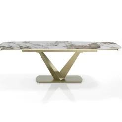 Viadurini Living Ausziehbare Esstische-Ausziehbarer Tisch aus Metall und Keramikplatte in Onyxmarmor-Finish - Marche