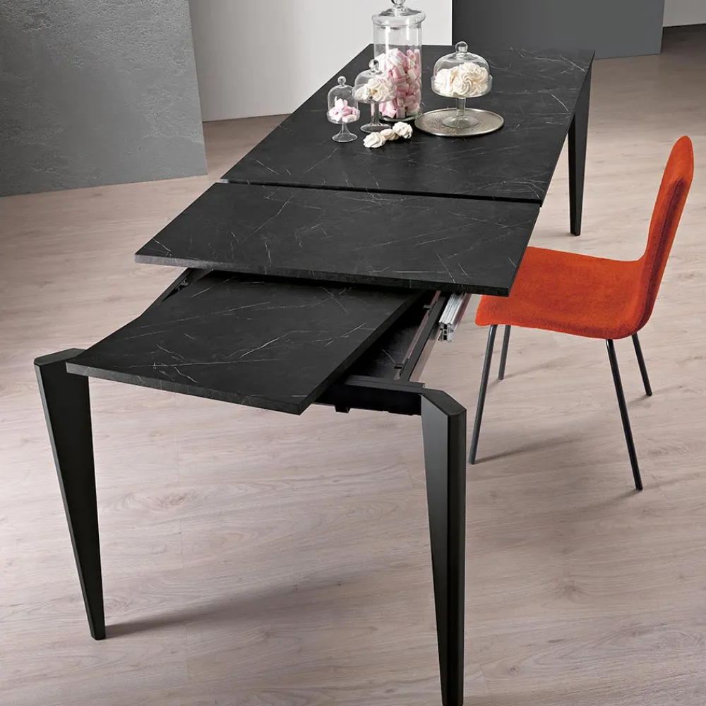 Viadurini Living Ausziehbare Esstische-Ausziehbarer Tisch aus Melamin in schwarzem Marmor-Finish Made in Italy - Ariel
