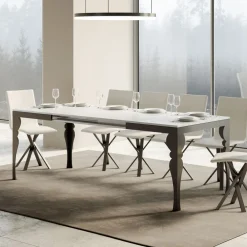 Viadurini Living Ausziehbare Esstische-Ausziehbarer Tisch aus Melaminholz und anthrazitfarbener Eisenunterplatte – Sassone