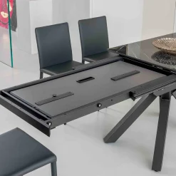 Viadurini Living Ausziehbare Esstische-Ausziehbarer Tisch aus polierter Calacatta-Schwarzkeramik Starlit - Balia