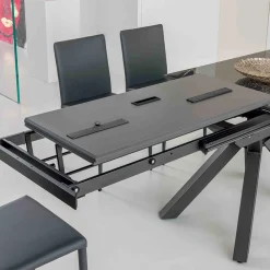 Viadurini Living Ausziehbare Esstische-Ausziehbarer Tisch aus polierter Calacatta-Schwarzkeramik Starlit - Balia