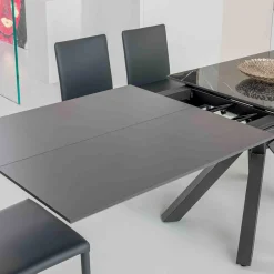 Viadurini Living Ausziehbare Esstische-Ausziehbarer Tisch aus polierter Calacatta-Schwarzkeramik Starlit - Balia