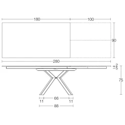 Viadurini Living Ausziehbare Esstische-Ausziehbarer Tisch aus polierter Calacatta-Schwarzkeramik Starlit - Balia