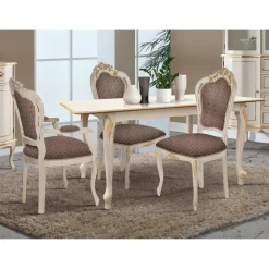 Viadurini Classic Ausziehbare Esstische-Ausziehbarer Tisch bis 220 cm aus weißem und goldenem Holz Made in Italy - Luxus