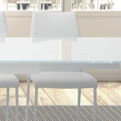 Viadurini Living Ausziehbare Esstische-Ausziehbarer Tisch bis 278 cm aus Glas und weißem Stahl, hergestellt in Italien – Grotta