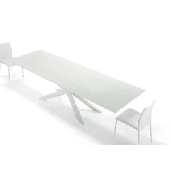 Viadurini Living Ausziehbare Esstische-Ausziehbarer Tisch bis 278 cm aus Glas und weißem Stahl, hergestellt in Italien – Grotta
