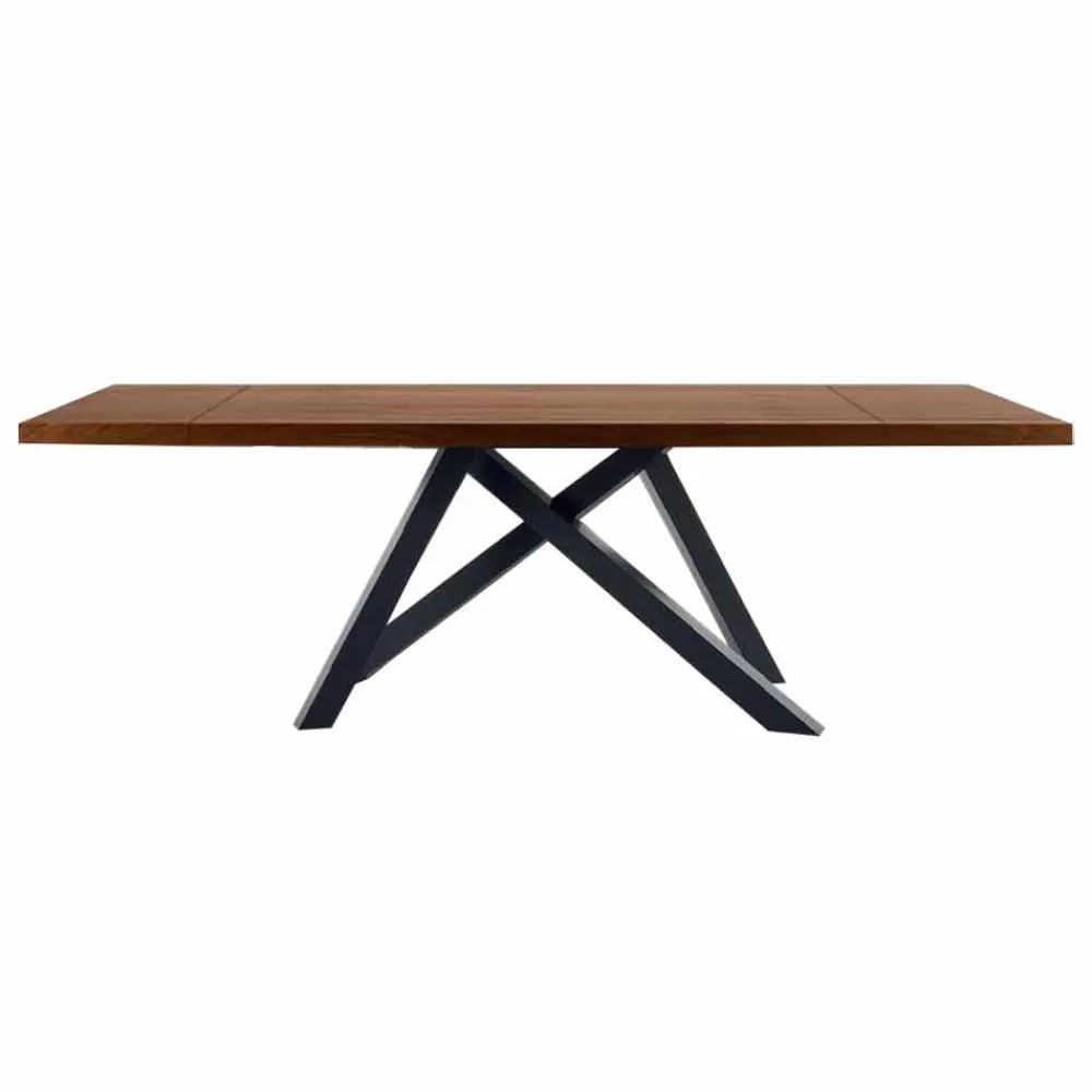 Viadurini Living Ausziehbare Esstische-Ausziehbarer Tisch bis 300 cm aus Holz und Stahl, hergestellt in Italien – Settimmio