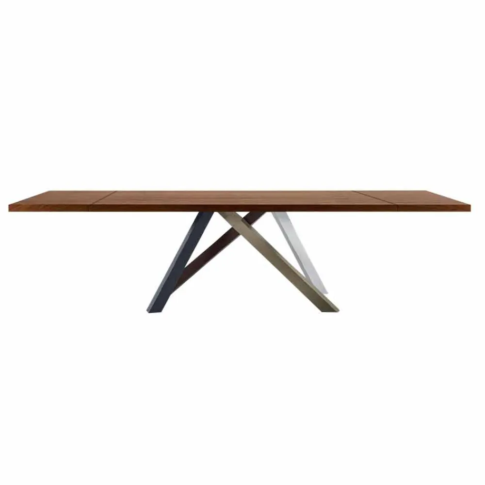 Viadurini Living Ausziehbare Esstische-Ausziehbarer Tisch bis 300 cm aus Holz und Stahl, hergestellt in Italien – Settimmio