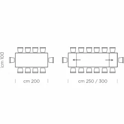 Viadurini Living Ausziehbare Esstische-Ausziehbarer Tisch bis 300 cm aus Holz und Stahl, hergestellt in Italien – Settimmio