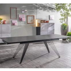 Viadurini Living Ausziehbare Esstische-Ausziehbarer Tisch bis 240 cm aus Keramik und Metall – Bouquet