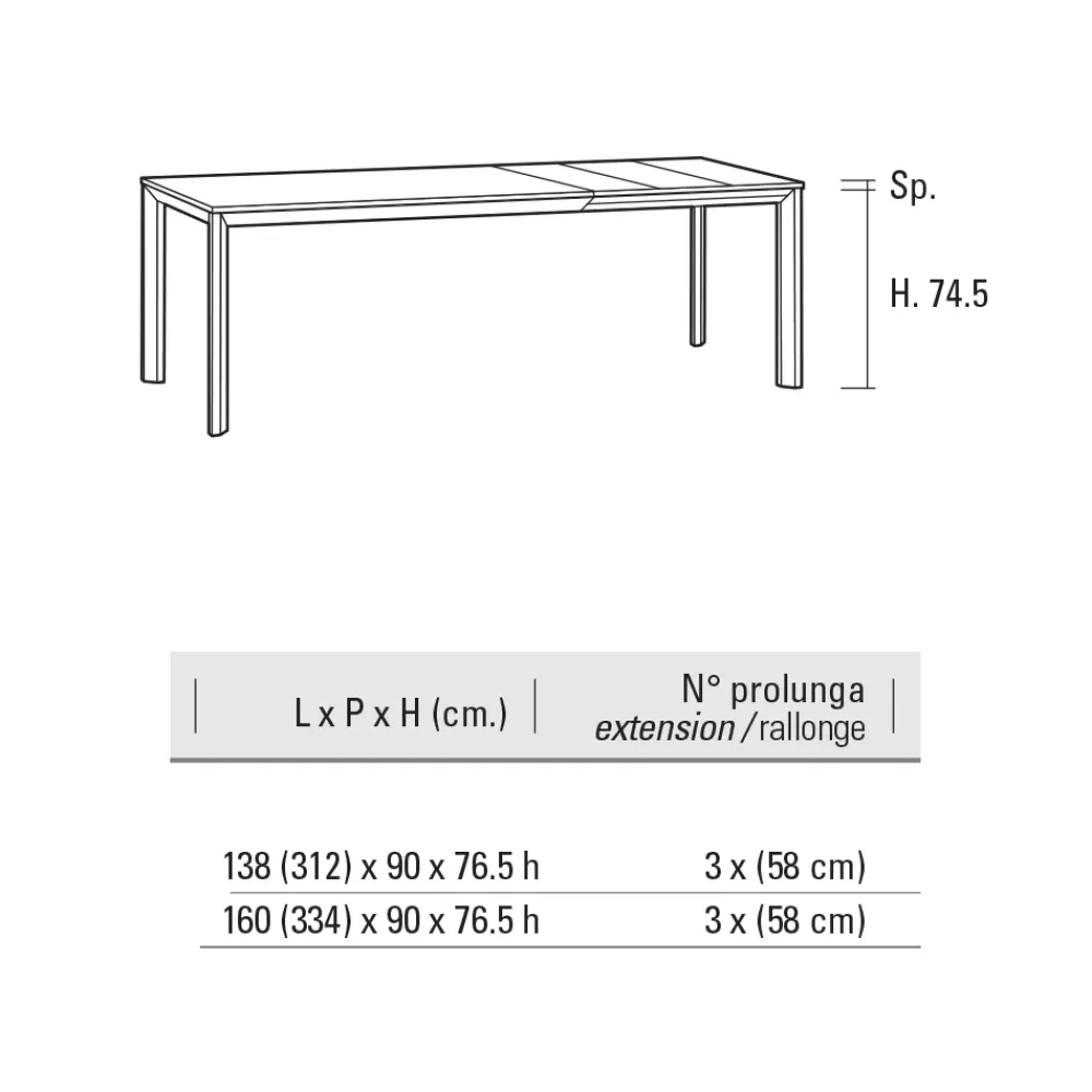 Viadurini Living Ausziehbare Esstische-Ausziehbarer Tisch bis 334 cm aus Aluminium und HPL Made in Italy - Filiberto