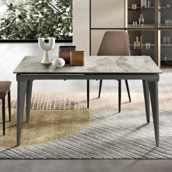 Viadurini Living Ausziehbare Esstische-Ausziehbarer Tisch bis 200 cm Teleskop aus Metall und Feinsteinzeug - Achille