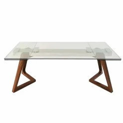 Viadurini Living Ausziehbare Esstische-Ausziehbarer Tisch bis 280 cm aus Glas und furniertem Holz – Eugrafo