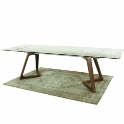 Viadurini Living Ausziehbare Esstische-Ausziehbarer Tisch bis 280 cm aus Glas und furniertem Holz – Eugrafo
