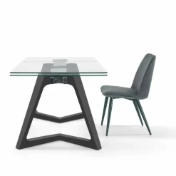 Viadurini Living Ausziehbare Esstische-Ausziehbarer Tisch bis 280 cm aus Glas und furniertem Holz – Eugrafo