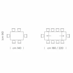 Viadurini Living Ausziehbare Esstische-Ausziehbarer Tisch bis 300 cm aus Fenix und Stahl, hergestellt in Italien – Settimmio