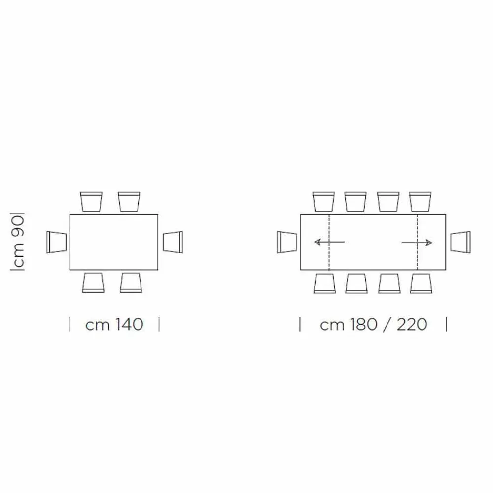 Viadurini Living Ausziehbare Esstische-Ausziehbarer Tisch bis 300 cm aus Fenix und Stahl, hergestellt in Italien – Settimmio