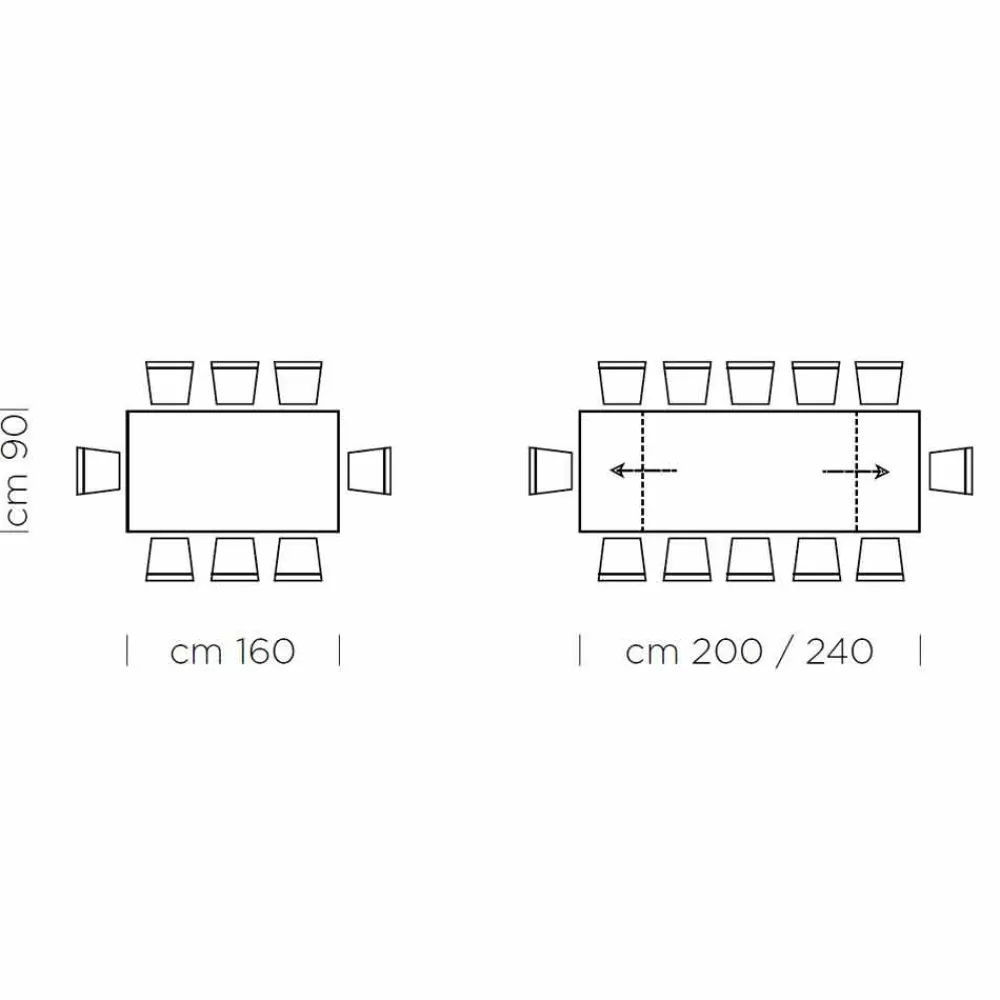 Viadurini Living Ausziehbare Esstische-Ausziehbarer Tisch bis 300 cm aus Fenix und Stahl, hergestellt in Italien – Settimmio
