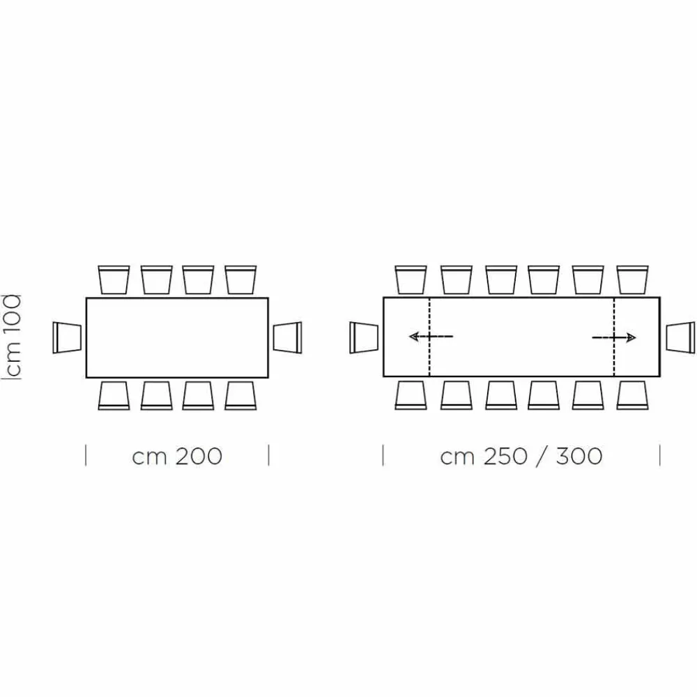 Viadurini Living Ausziehbare Esstische-Ausziehbarer Tisch bis 300 cm aus Fenix und Stahl, hergestellt in Italien – Settimmio