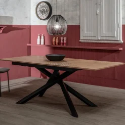 Viadurini Living Ausziehbare Esstische-Ausziehbarer Tisch bis 190 cm mit Metall- und Melaminplatte – Lavendel