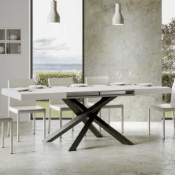 Viadurini Living Ausziehbare Esstische-Ausziehbarer Tisch bis 440 cm aus anthrazitfarbenem Eisen und Holz, hergestellt in Italien – Graffo