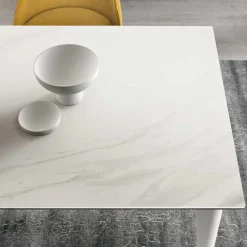 Viadurini Living Ausziehbare Esstische-Ausziehbarer Tisch bis 180 cm Teleskop aus Metall und Feinsteinzeug - Achille