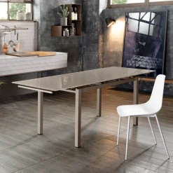 Viadurini Living Ausziehbare Esstische-Ausziehbarer Tisch bis 170 cm mit Glasplatte und Metallgestell – Apple