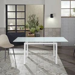 Viadurini Living Ausziehbare Esstische-Ausziehbarer Tisch bis 170 cm mit Glasplatte und Metallgestell – Apple