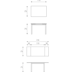 Viadurini Living Ausziehbare Esstische-Ausziehbarer Tisch bis 170 cm mit Glasplatte und Metallgestell – Apple