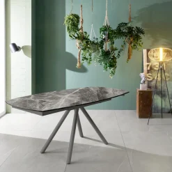 Viadurini Living Ausziehbare Esstische-Ausziehbarer Tisch bis 180 cm aus Keramik auf Glas und Metall – Lozzolo