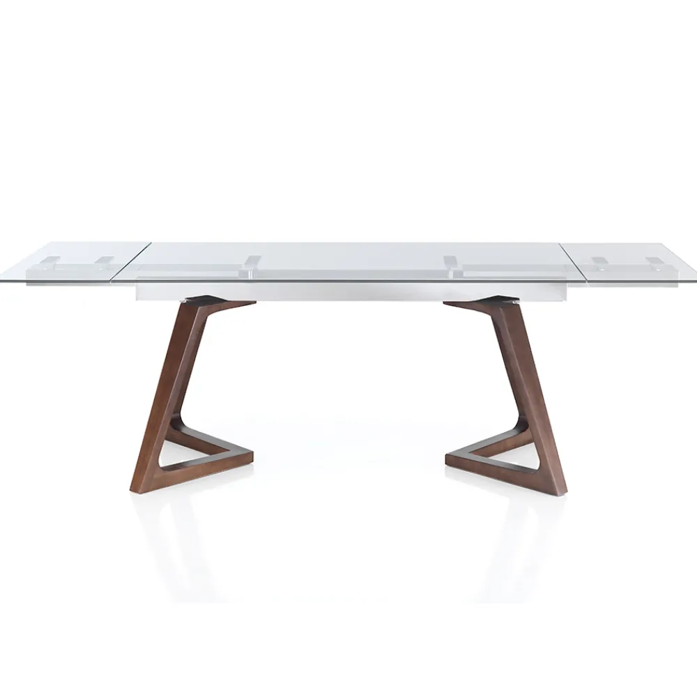 Viadurini Living Ausziehbare Esstische-Ausziehbarer Tisch bis 260 cm aus Massivholz und gehärtetem Glas - Sizilien