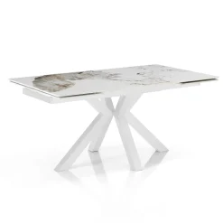Viadurini Living Ausziehbare Esstische-Ausziehbarer Tisch bis 240 cm aus Keramik mit poliertem Onyxmarmor-Finish - Piedmont