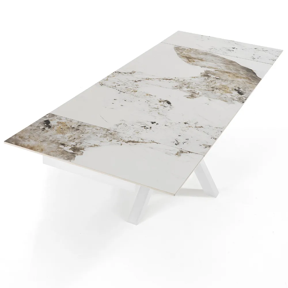 Viadurini Living Ausziehbare Esstische-Ausziehbarer Tisch bis 240 cm aus Keramik mit poliertem Onyxmarmor-Finish - Piedmont