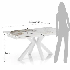 Viadurini Living Ausziehbare Esstische-Ausziehbarer Tisch bis 240 cm aus Keramik mit poliertem Onyxmarmor-Finish - Piedmont