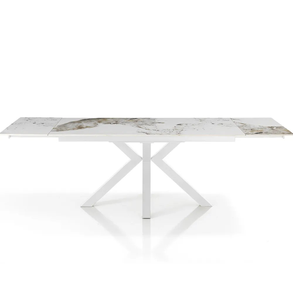 Viadurini Living Ausziehbare Esstische-Ausziehbarer Tisch bis 240 cm aus Keramik mit poliertem Onyxmarmor-Finish - Piedmont