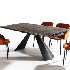 Viadurini Living Ausziehbare Esstische-Ausziehbarer Tisch bis 280 cm aus Stahl und mattem Keramikglas - Viterbo