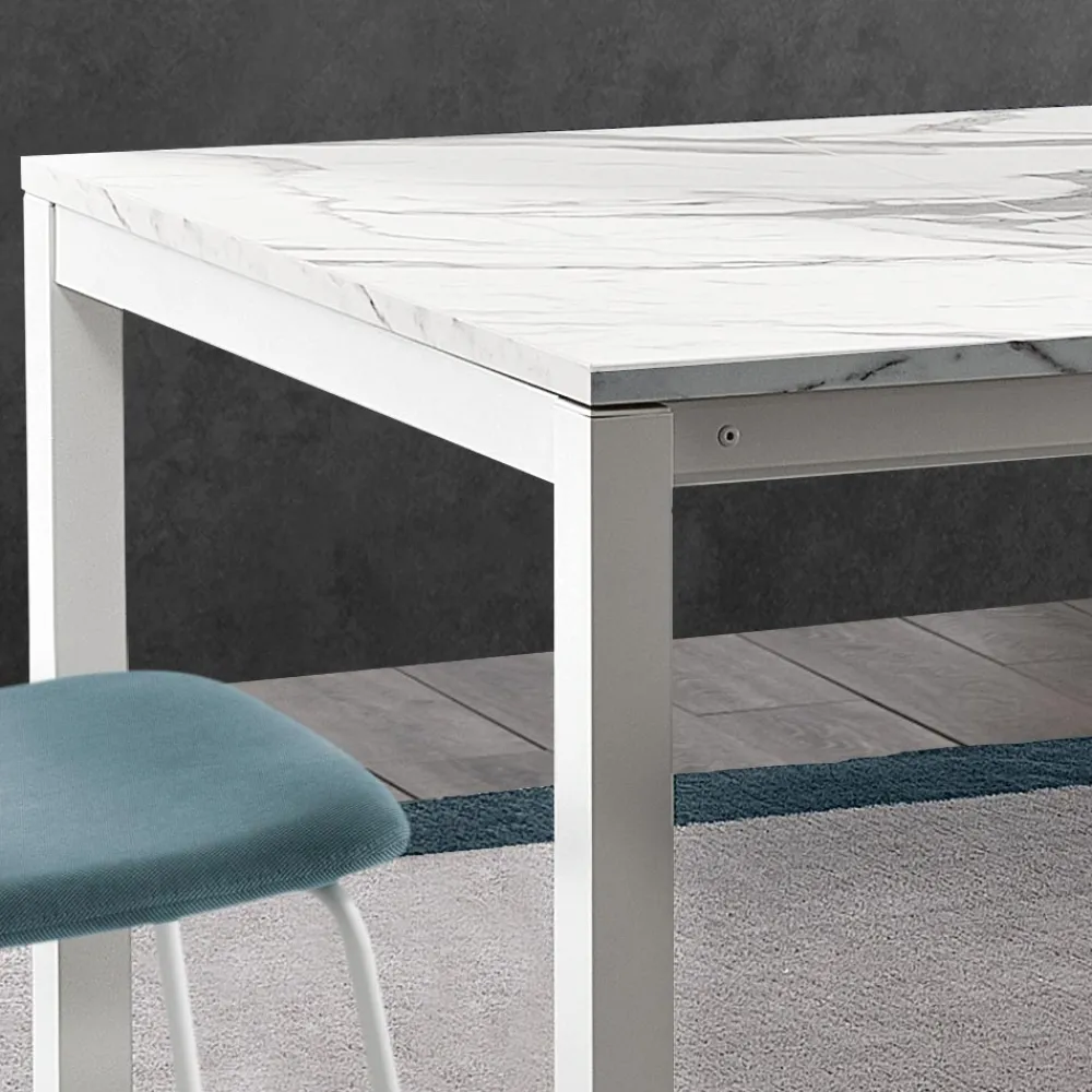 Viadurini Living Ausziehbare Esstische-Ausziehbarer Tisch bis 260 cm mit Melaminplatte in Calacatta-Ausführung - Shaila