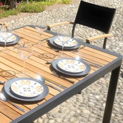 Viadurini in the Garden Gartentische Aus Teakholz-Ausziehbarer Tisch bis 300 cm mit verschiebbaren Beinen aus Aluminium und Teakholz - Felix