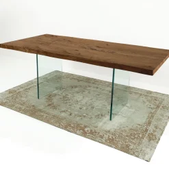 Viadurini Living Ausziehbare Esstische-Ausziehbarer Tisch bis 300 cm aus furniertem Holz und Glas – Tear