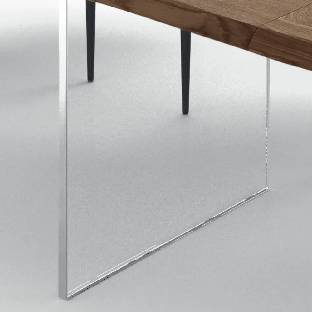 Viadurini Living Ausziehbare Esstische-Ausziehbarer Tisch bis 300 cm aus furniertem Holz und Glas – Tear