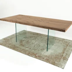 Viadurini Living Ausziehbare Esstische-Ausziehbarer Tisch bis 300 cm aus furniertem Holz und Glas – Tear