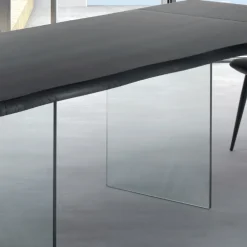 Viadurini Living Ausziehbare Esstische-Ausziehbarer Tisch bis 300 cm aus furniertem Holz und Glas – Tear