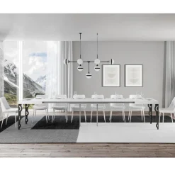 Viadurini Living Ausziehbare Esstische-Ausziehbarer Tisch bis zu 4 m aus Melaminholz und Eisen, hergestellt in Italien – Marella