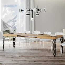 Viadurini Living Ausziehbare Esstische-Ausziehbarer Tisch bis zu 4 m aus Melaminholz und Eisen, hergestellt in Italien – Marella