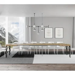 Viadurini Living Ausziehbare Esstische-Ausziehbarer Tisch bis zu 4 m aus Melaminholz und Eisen, hergestellt in Italien – Marella